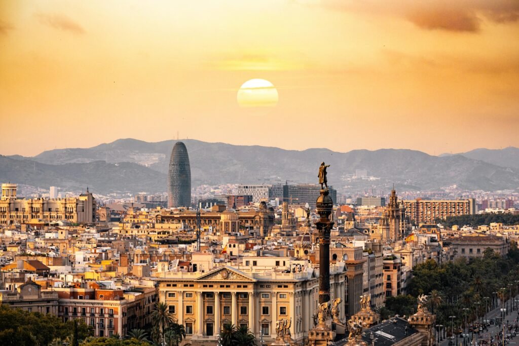 Barcelona City Sunset View