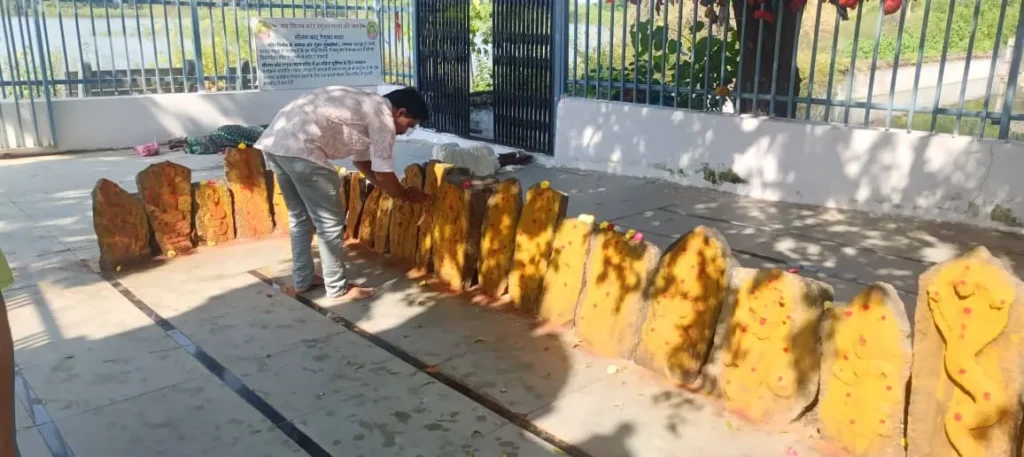 Shrines and idols of Nandi, Shiva, and Veerabhadraswamy near the Renuka Devi Temple Medak.
